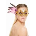 Kayso Classic Crowne Gold Laser Cut Masquerade Mask with Pink Flower Arrangement One Size FK2001GDPK